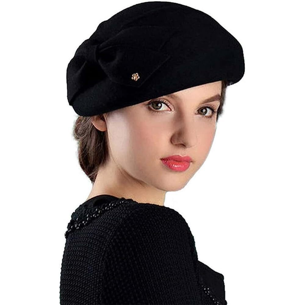 6519 Wool Felt Bowknot Elegant Fedora Hats Women Fascinators Pillbox